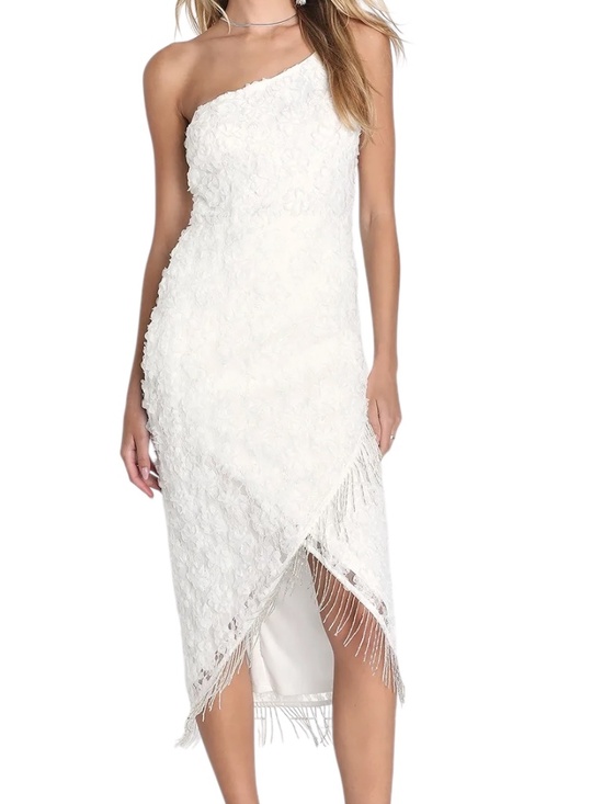 Lulus Dresses & Skirts - Lulus Destiny One-Shoulder High-Lo Midi Dress - Ivory White Size S